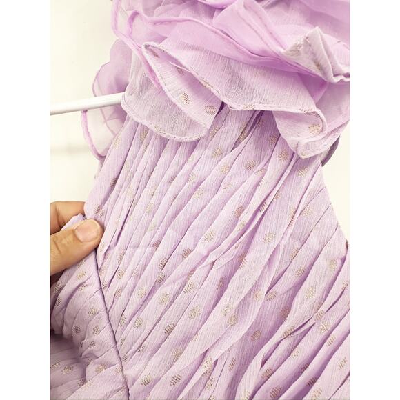 Mac Duggal 49536 Lilac Purple Polka Dot Ruffled One Shoulder Gown Size 2 - Picture 3 of 6